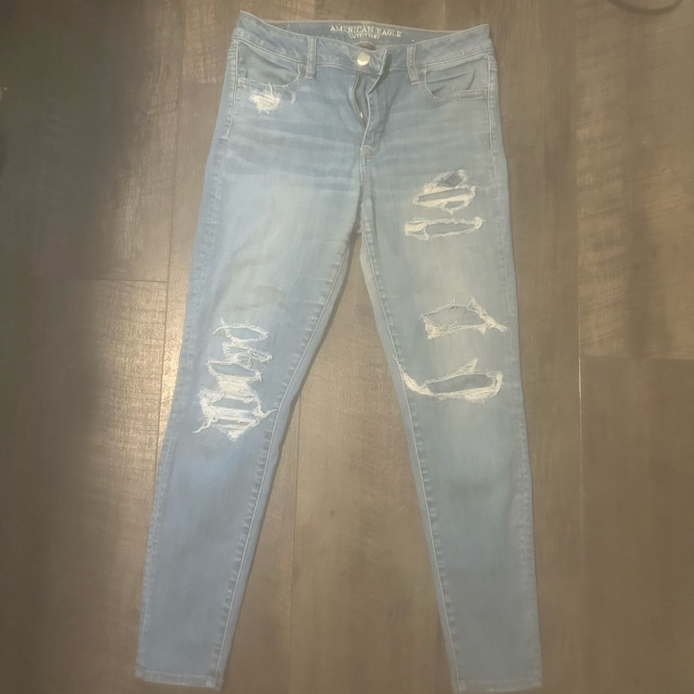 American Eagle Outfitters Blue Skinny Jeans Distressed
